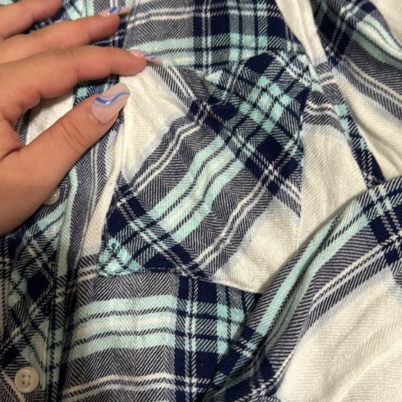 Rails Blue, White, and Turquoise Flannel - Picture 3 of 5